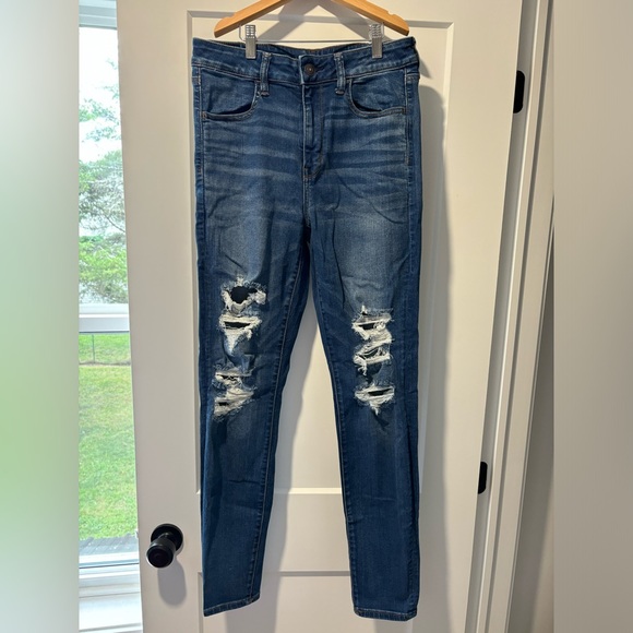 AE Next Level Stretch High Waisted Ripped Jegging - Picture 1 of 6